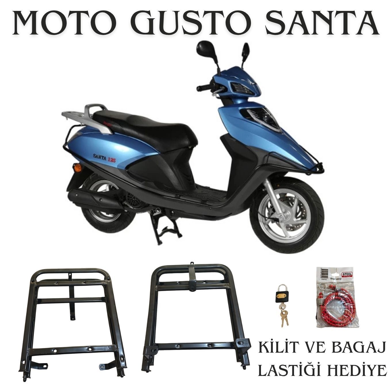 MOTO GUSTO SANTA 125 KIZAKLI KURYE PAKET ÇANTA DEMİRİ