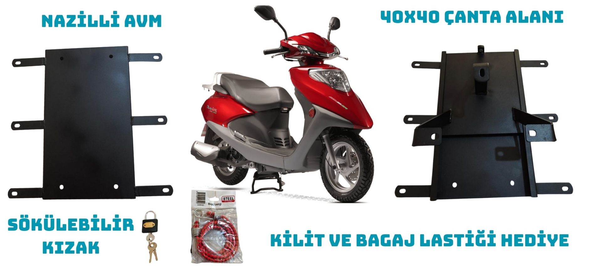MOTOLUX CEO 110 VE 125 KIZAKLI KURYE PAKET ÇANTA DEMİRİ